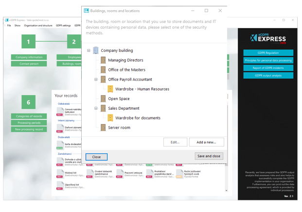 Dashboard - GDPR management software